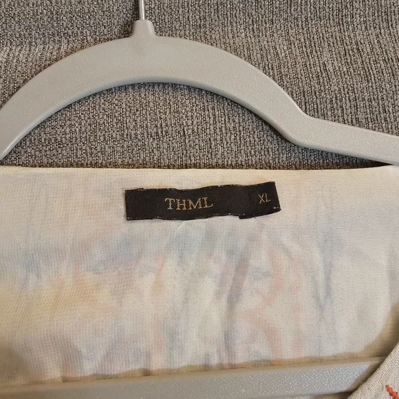 THML Cream Boho Linen Casual Embroidered Boho Cottage Tunic Dress Size XL - Picture 7 of 9